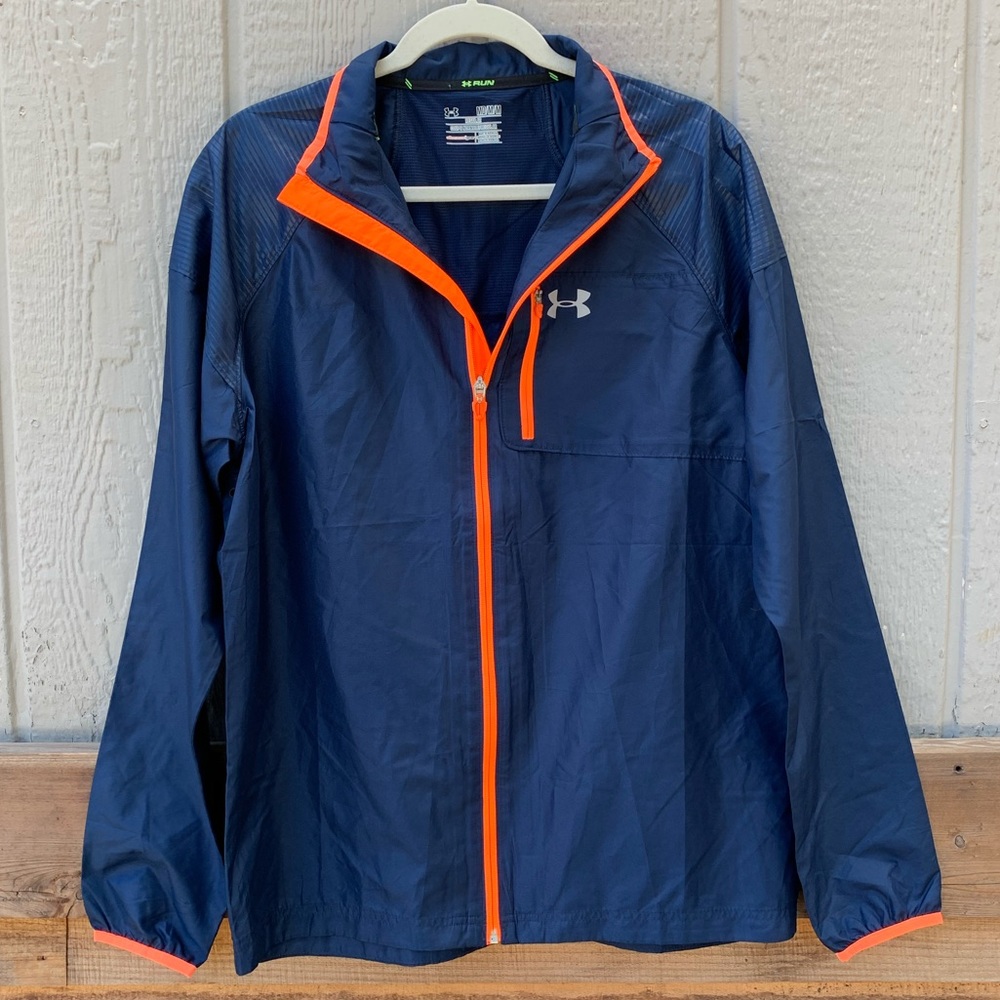 Under Armour blue orange unlined lightweight zip up windbreaker layering coat - Picture 10 of 13